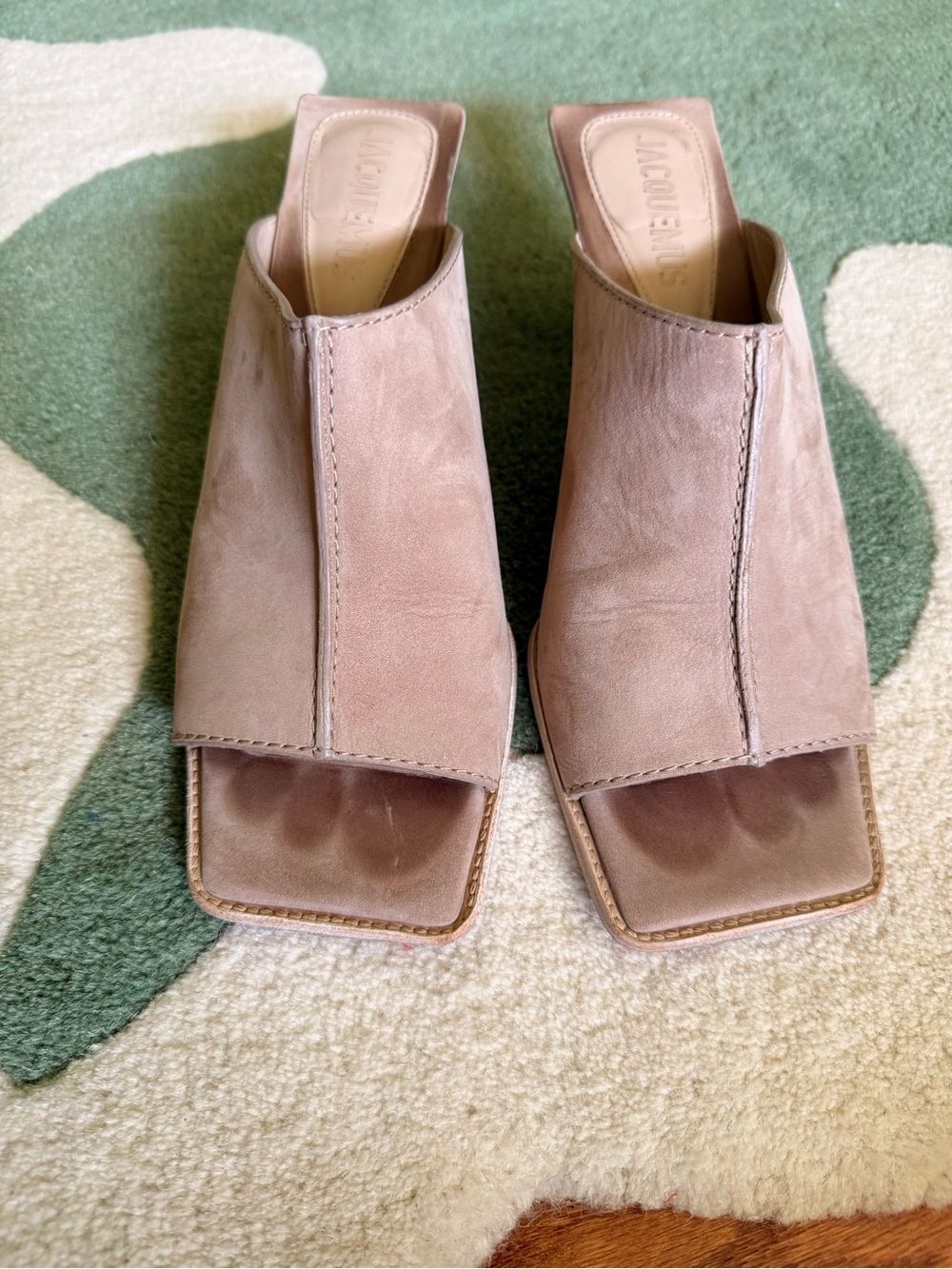 Jacquemus Tan Suede Open Square-Toe Mule